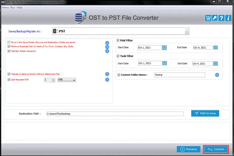 DRS OST to PST Converter 3