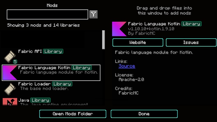 Fabric Language Kotlin Mod 1
