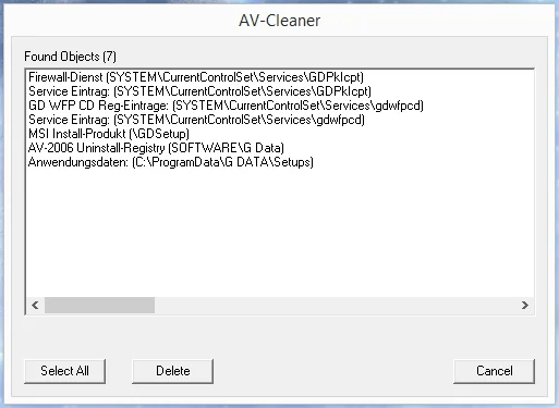 G Data AVCleaner 1