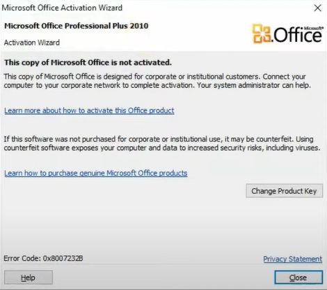 Microsoft Office Pro Plus 2010 Registration wizard to register Office 2010