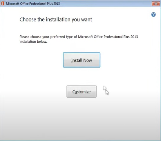 Microsoft Office 2013 Setup Customization option