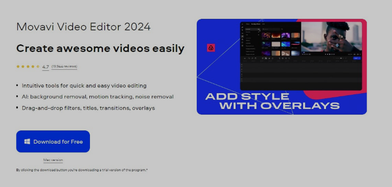 Movavi Video Editor 2024 - Create awesome videos easily.