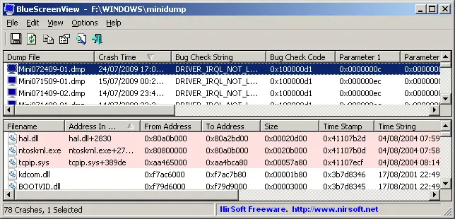 NirSoft BlueScreenView 1