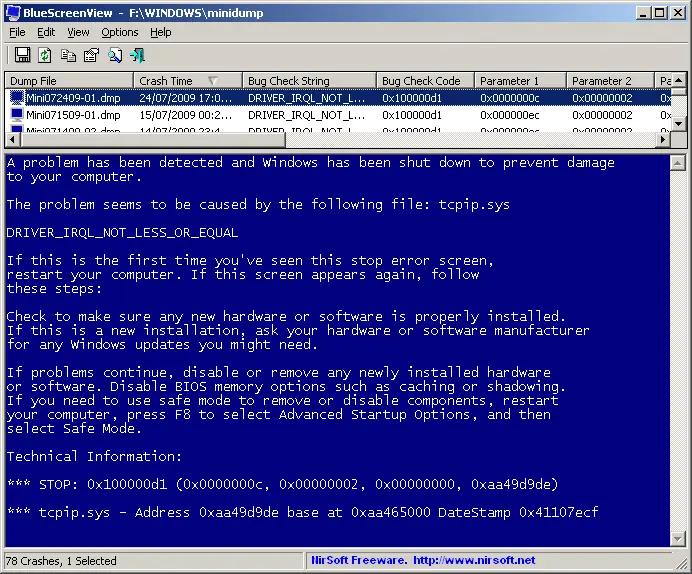 NirSoft BlueScreenView 2