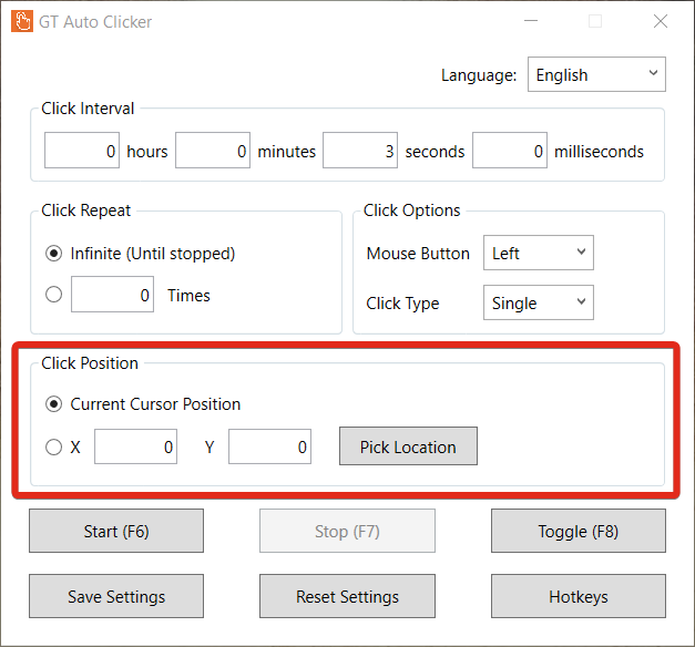 Select Click Position