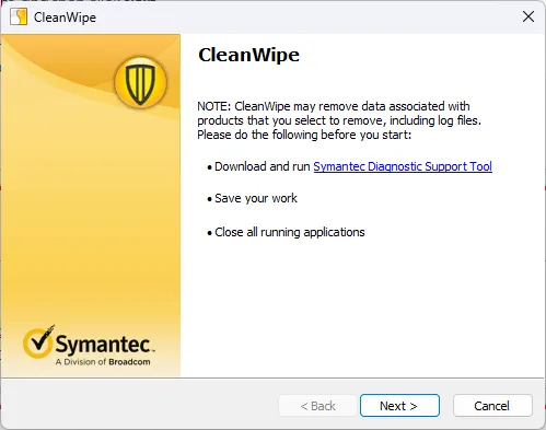 Symantec Cleanwipe Removal Tool 1