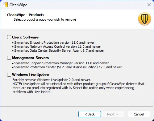 Symantec Cleanwipe Removal Tool 3