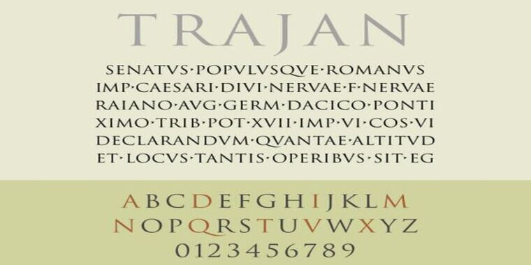 Letters Overview of Trajan Font