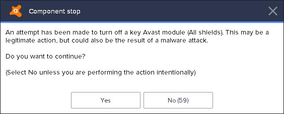 Turn off Avast 2018