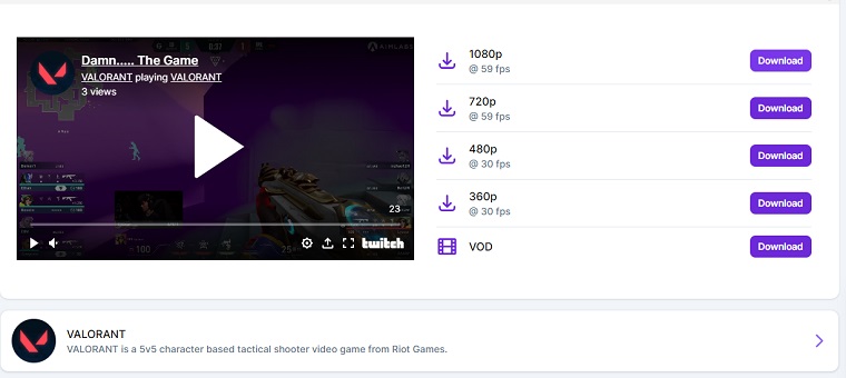 Choose Download Quality & download the clip
