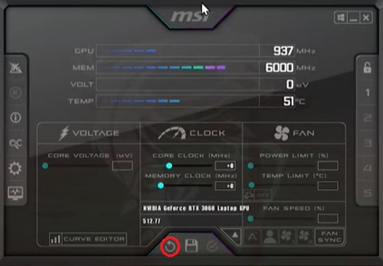 MSI Afterburner reset GPU overclocking.