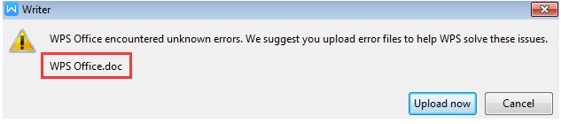 Pop-up notification to recover WPS Files