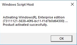 Windows 10 Activated successfully via Command Prompt