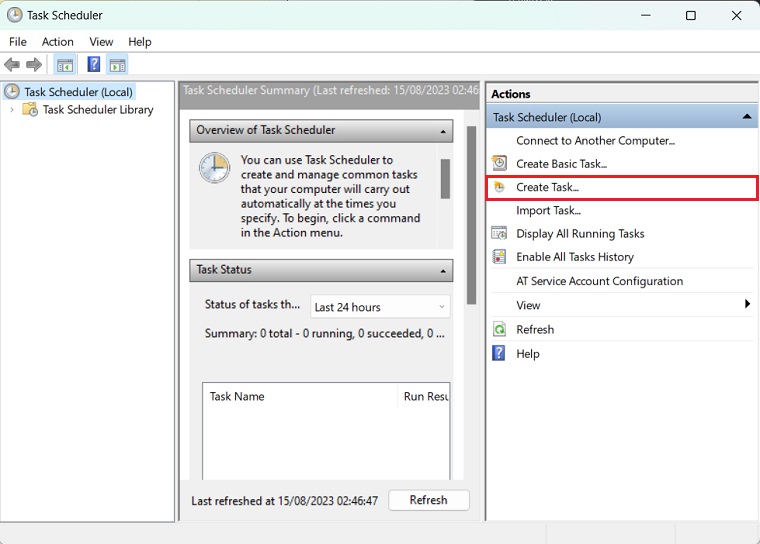 Creating task with Task Schedular to automate Logitech G Hub processes launch.