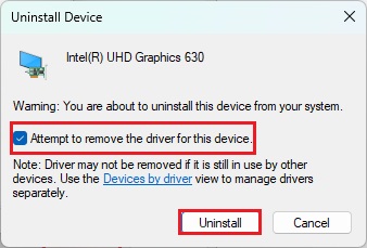 Uninstall the driver
